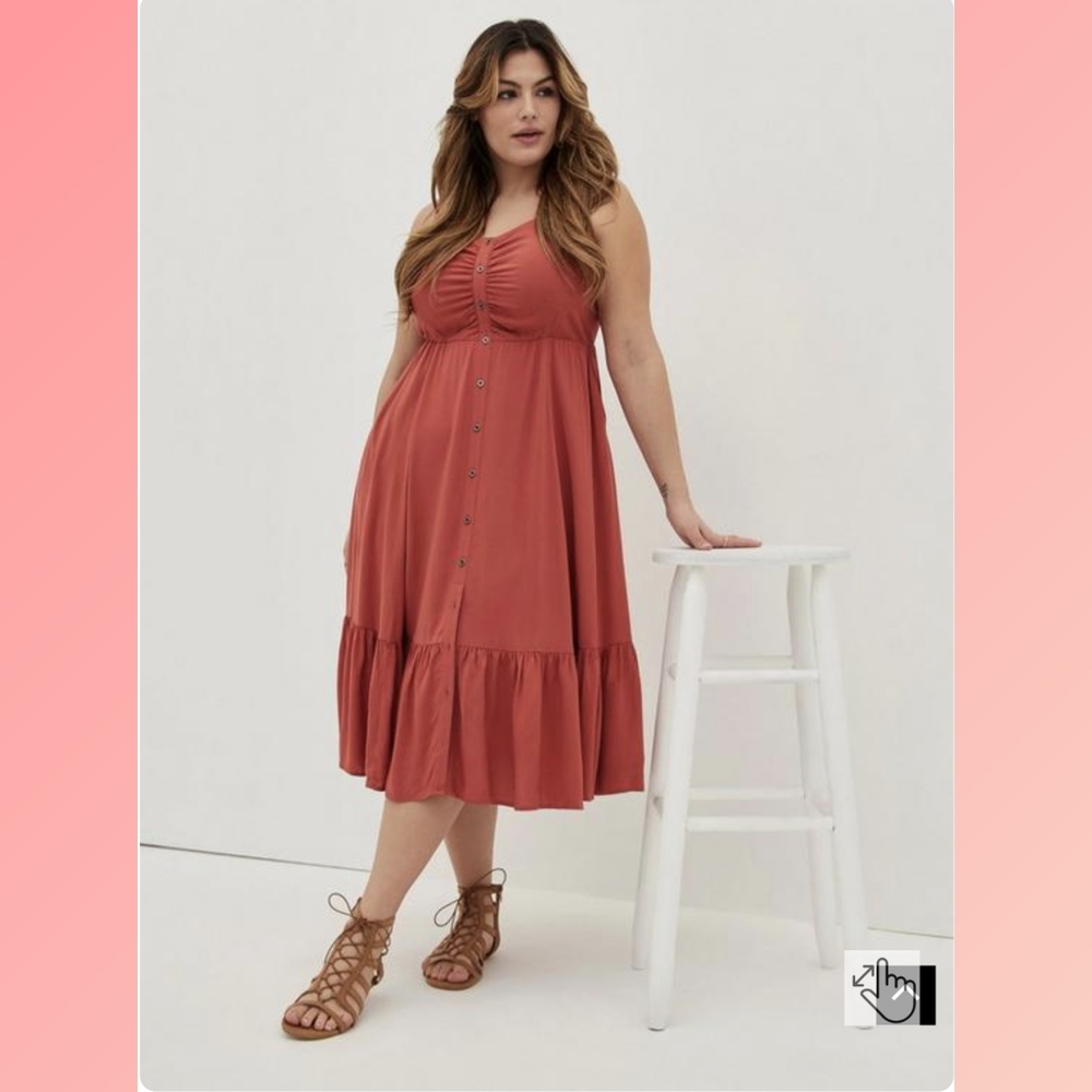 COPY - Torrid Midi Challis Button-Front Skater Dress